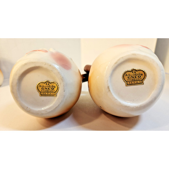 Vtg Japan Onion Anthropomorphic 4 pc Cruet Set Oil/ Vinger, Salt & Pepper Shaker - Picture 4 of 13